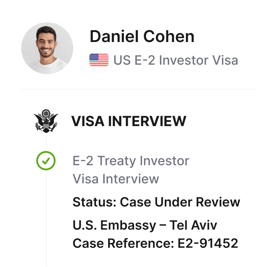 Visa interview process card
