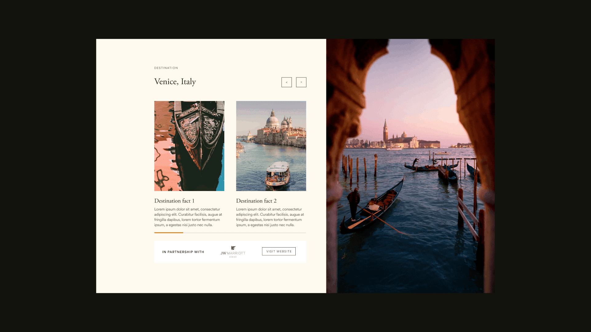 M&I destination interface concept for Venice, Italy