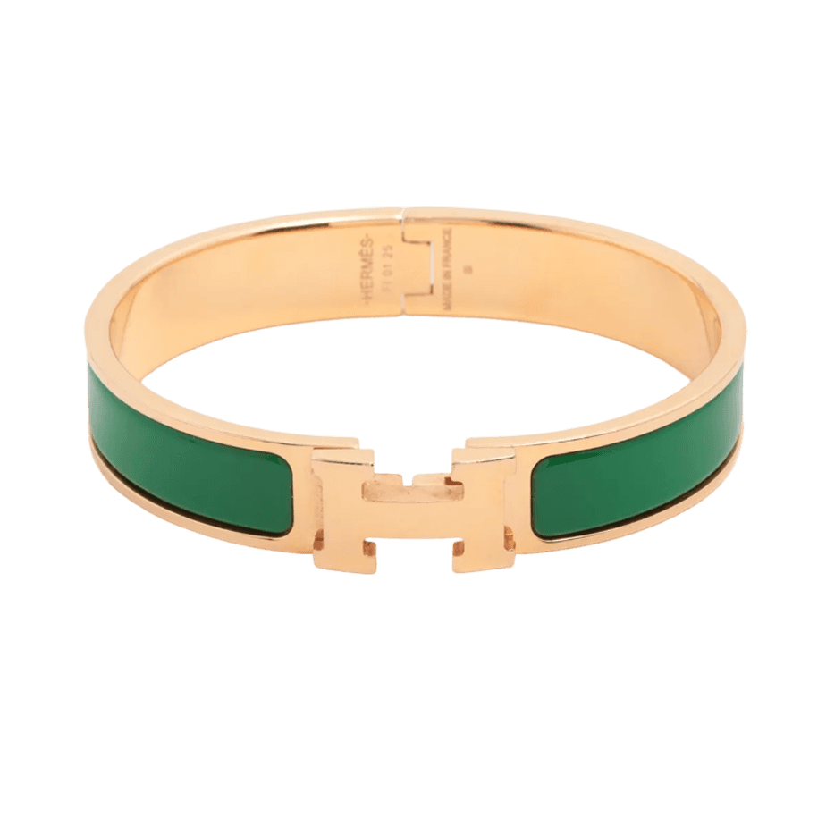 Hermes Clic-Clac PM Bangle  Bracelet Gold x Green