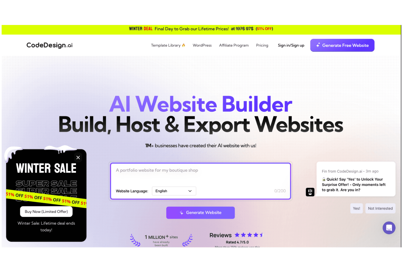 Code design AI website builder