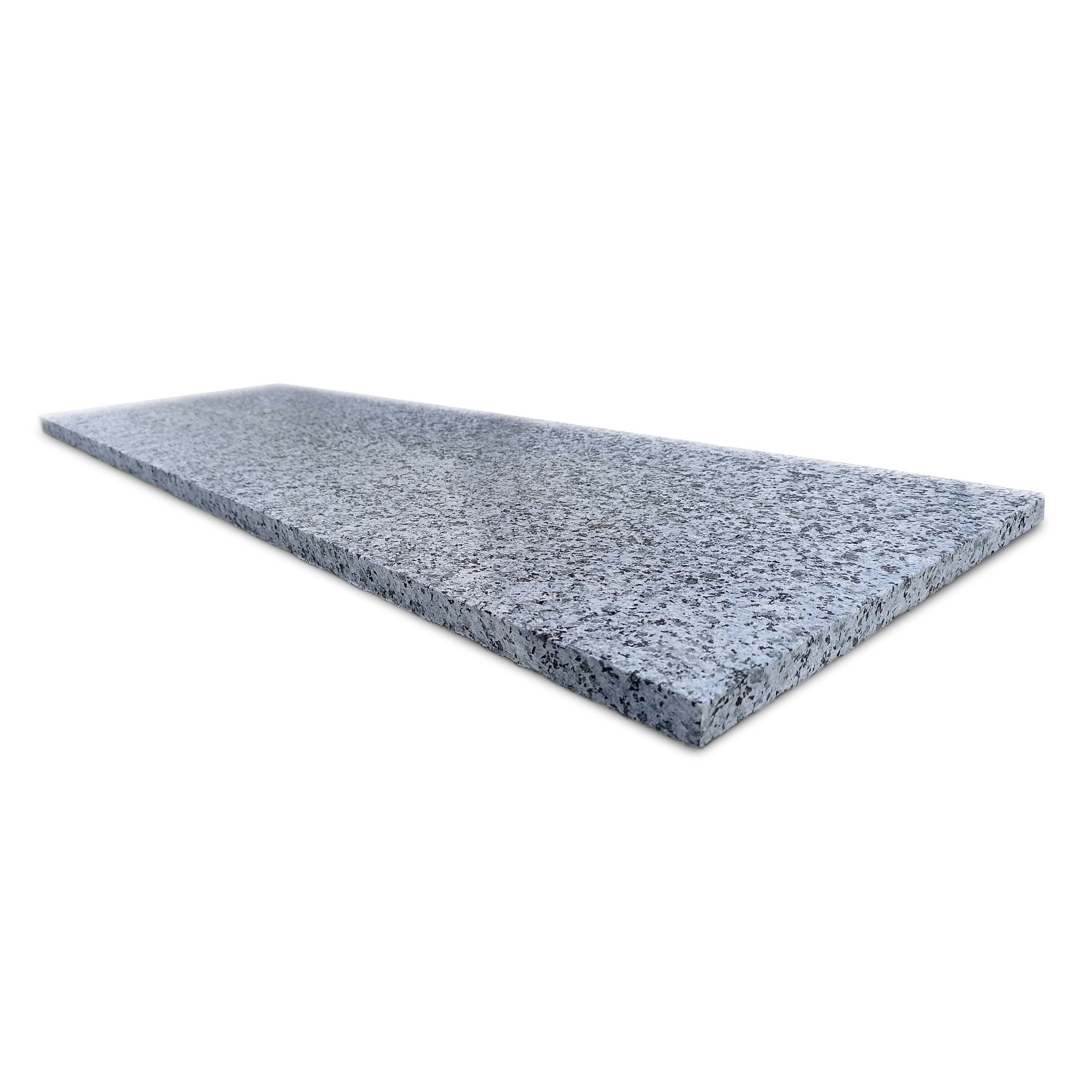 Granit Treppenstufen Außen G603 Bianco Crystal – Geflammte Trittstufe & Setzstufe 100 cm