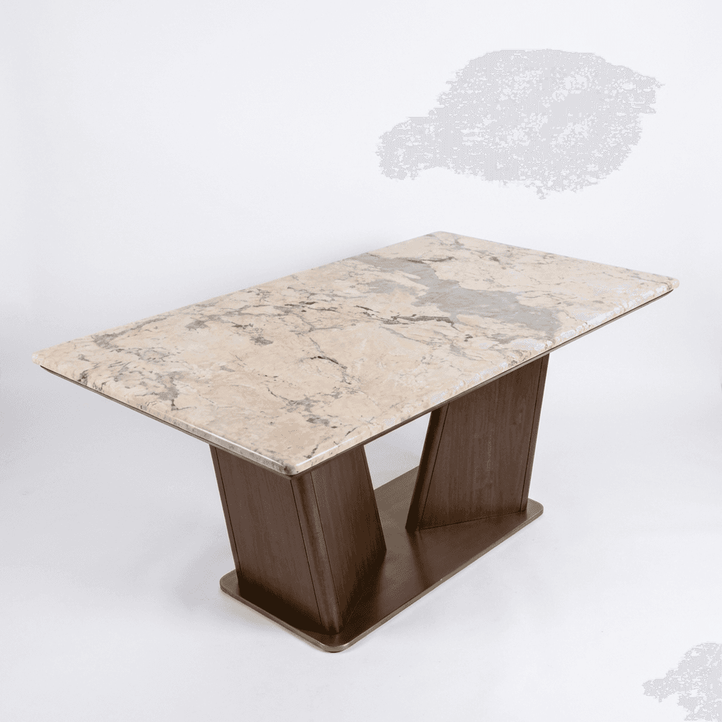 Solid wood dining set with sculpted leg profiles and coordinated high‑back chairs