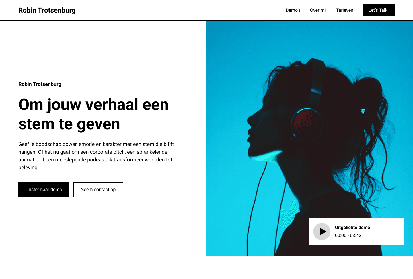 De low fidelity versie van de herosection