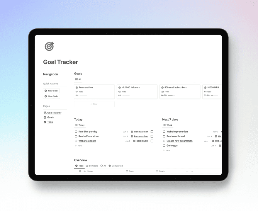 Notion Goal Tracker for Free