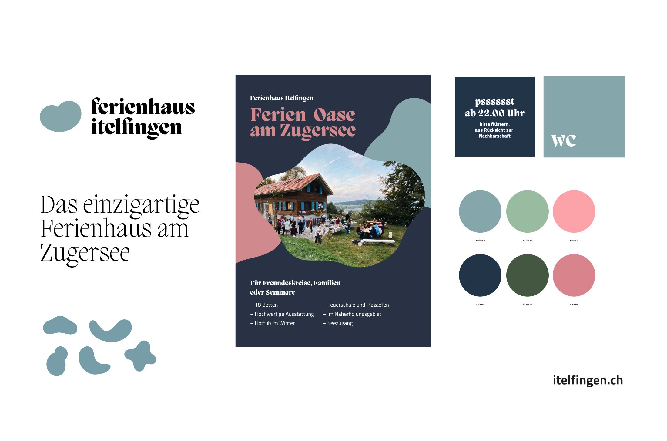 branding design für Ferienhaus Itelfingen erstellt von Imiso Design, mit Anwendungsbeispielen