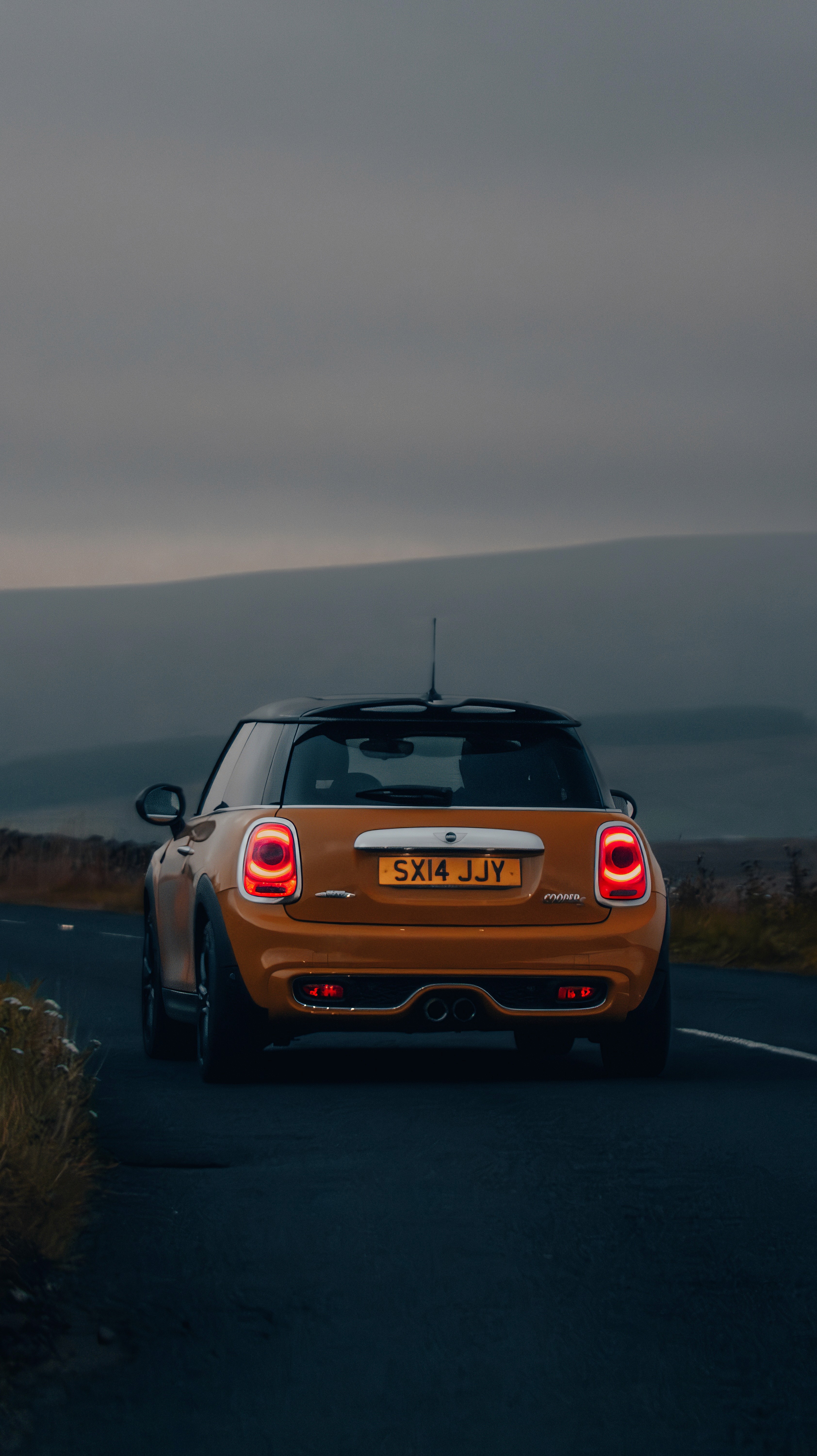 Mini jcw back shot in the countryside
