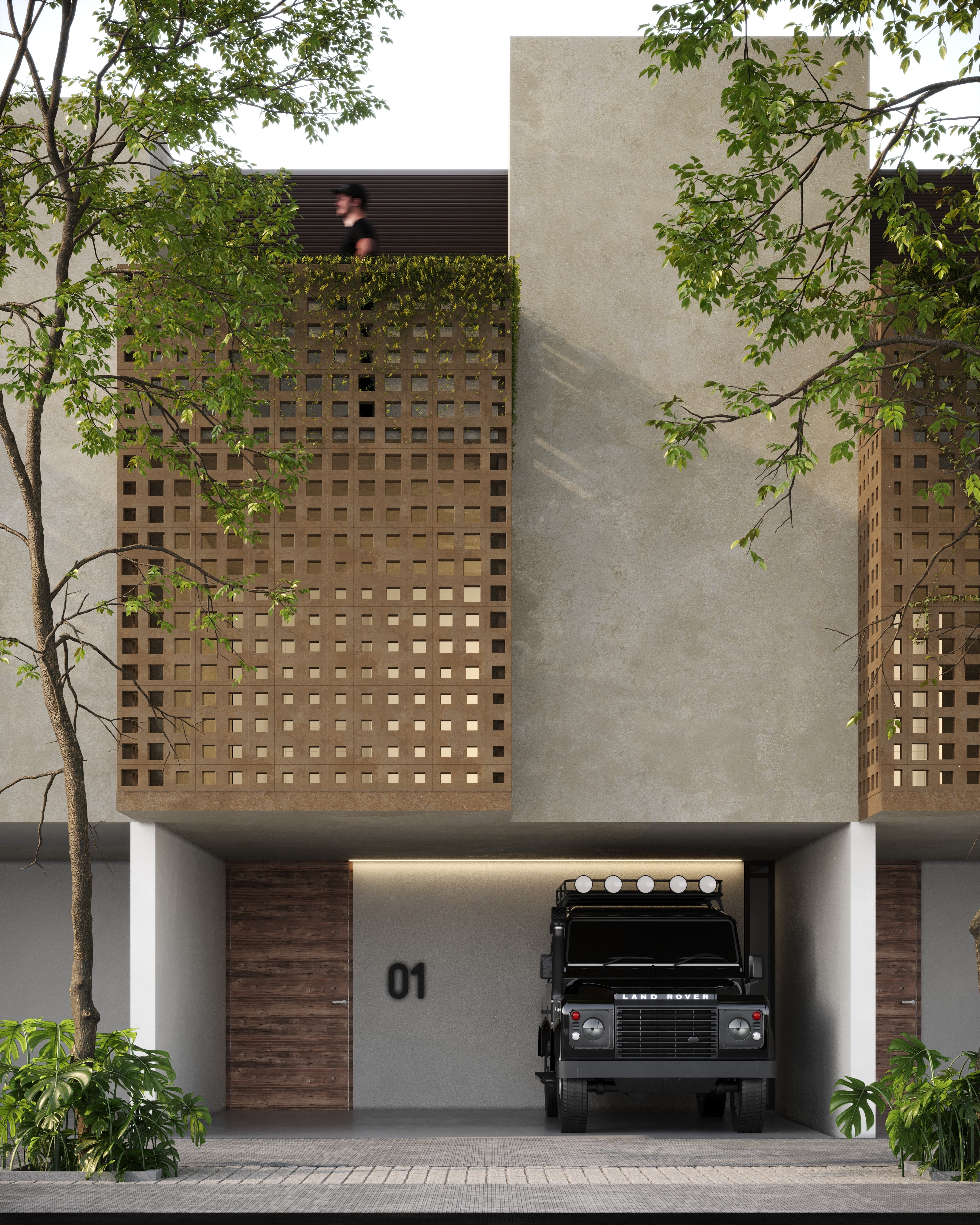 Single townhouse main facade in merdia yucatan.