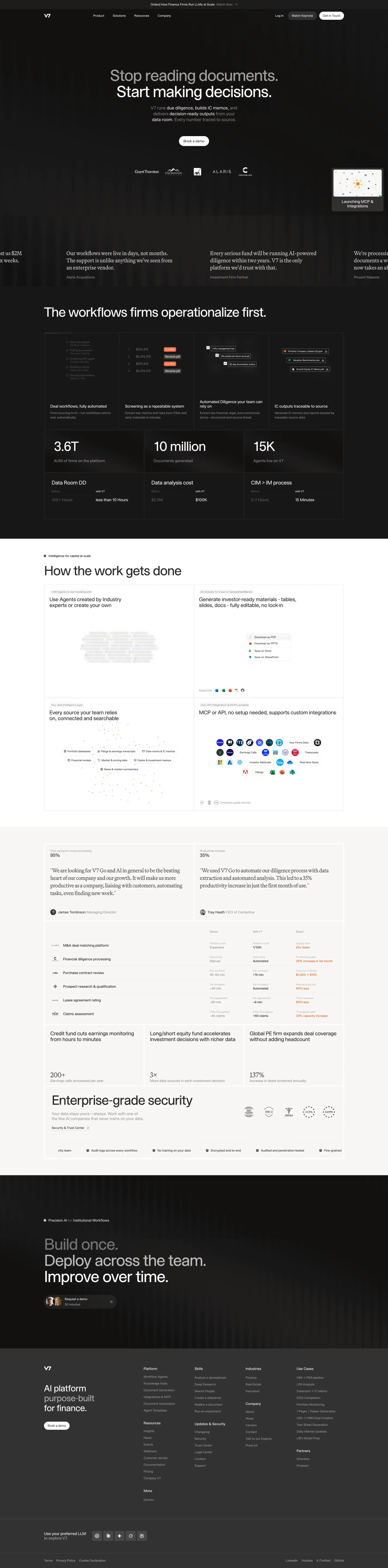 V7 Go landing page screenshot showcasing Tech design