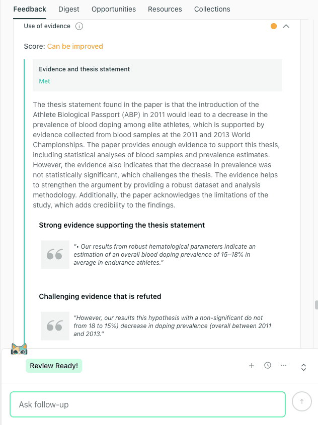 thesify analysis showing empirical evidence challenging a hypothesis about blood doping prevalence