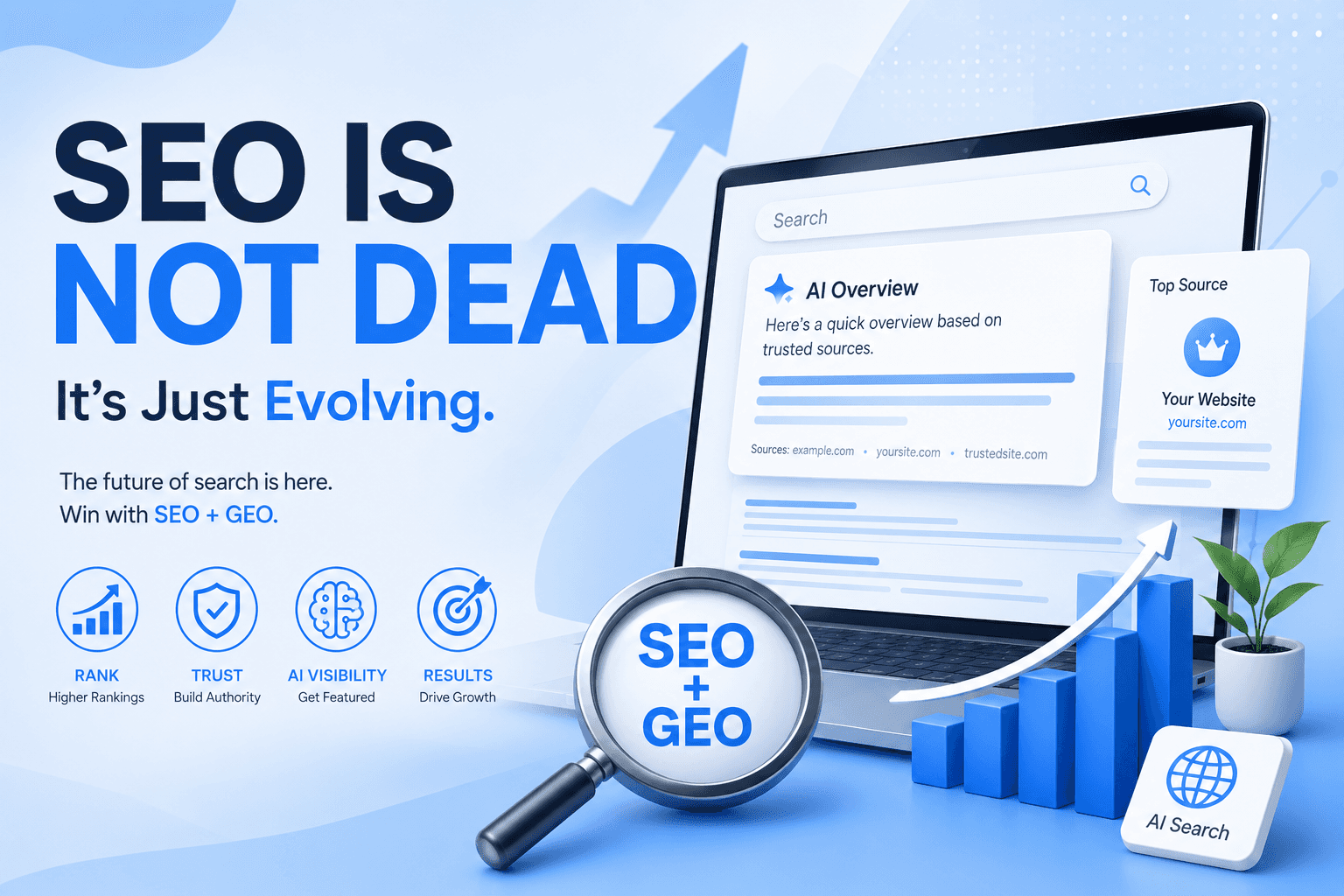 seo feature image for seo is not dead blog