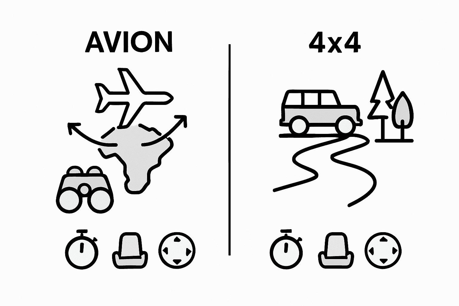 Infographie : safari aérien ou safari terrestre, quelles différences ?