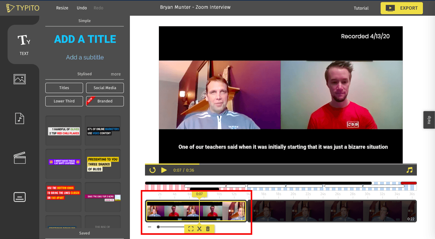 Video editing interface highlighting selected clip - How Long Does It Take to Trim a Zoom Recording