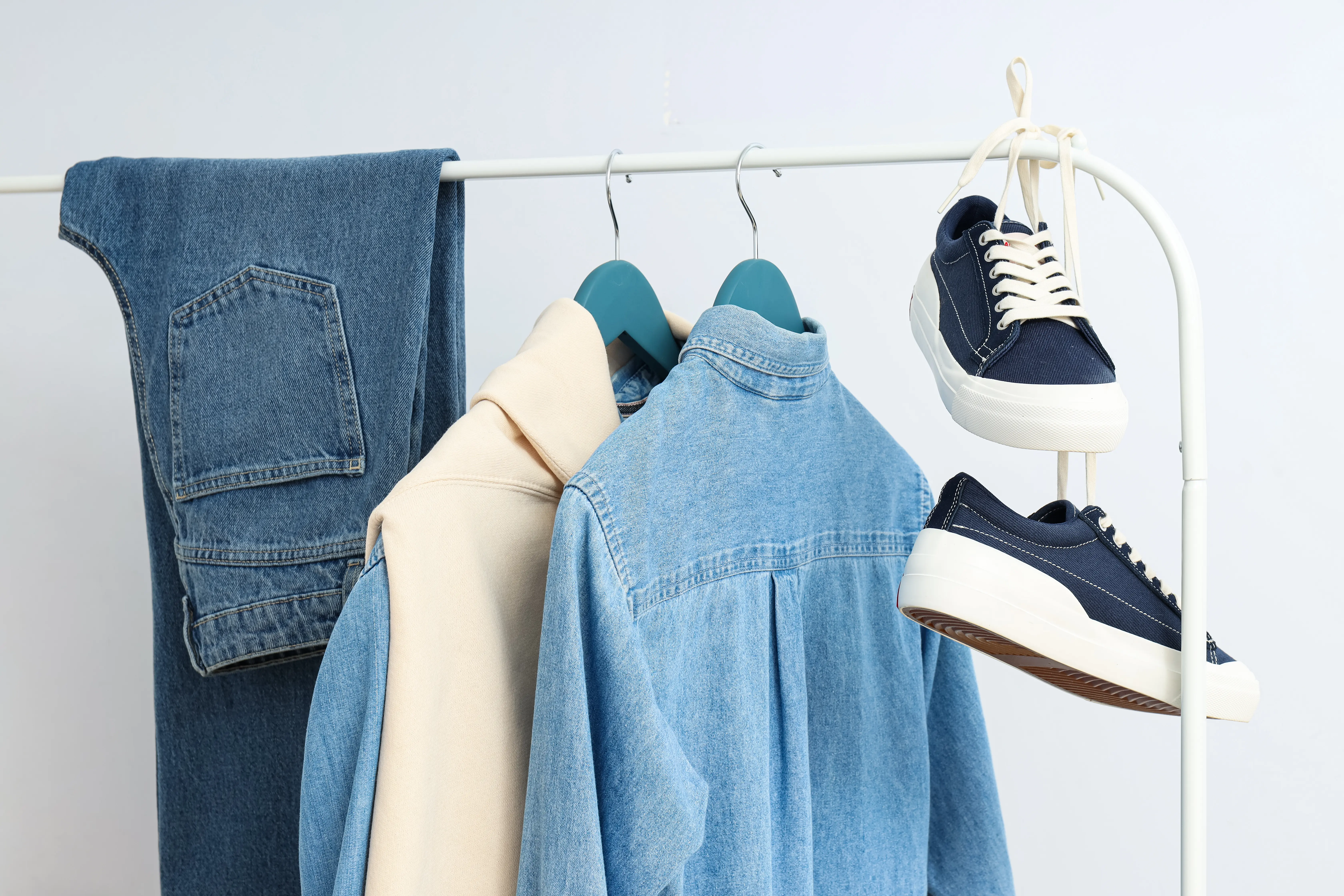 Folded premium denim clothing