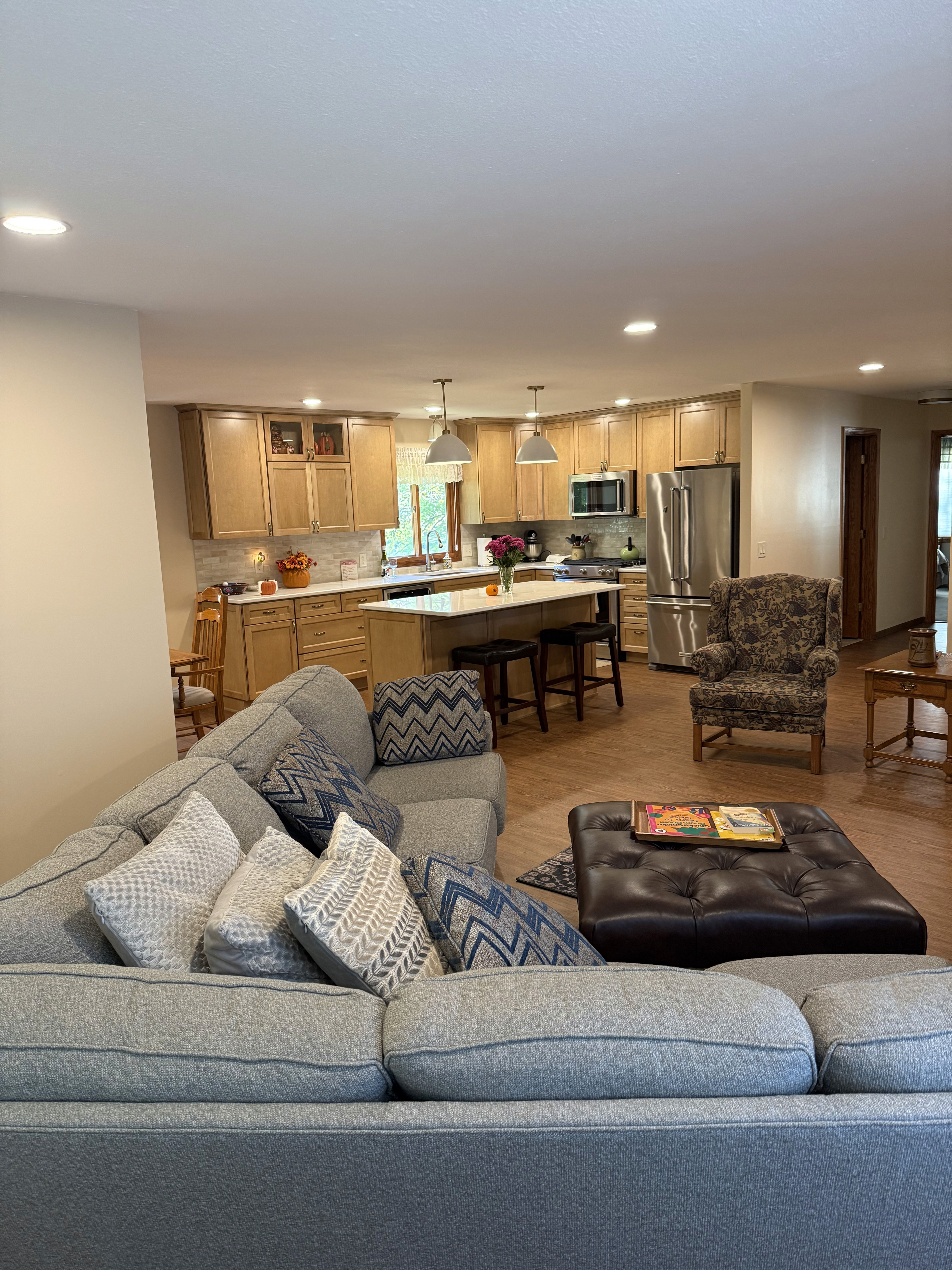 kitchen with new maple cabinets