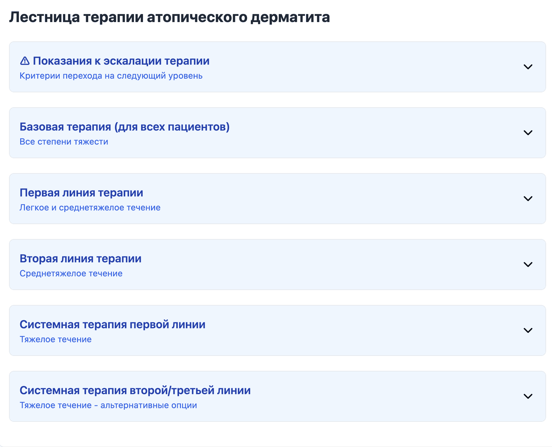 Скриншот лестницы терапии атопического дерматита