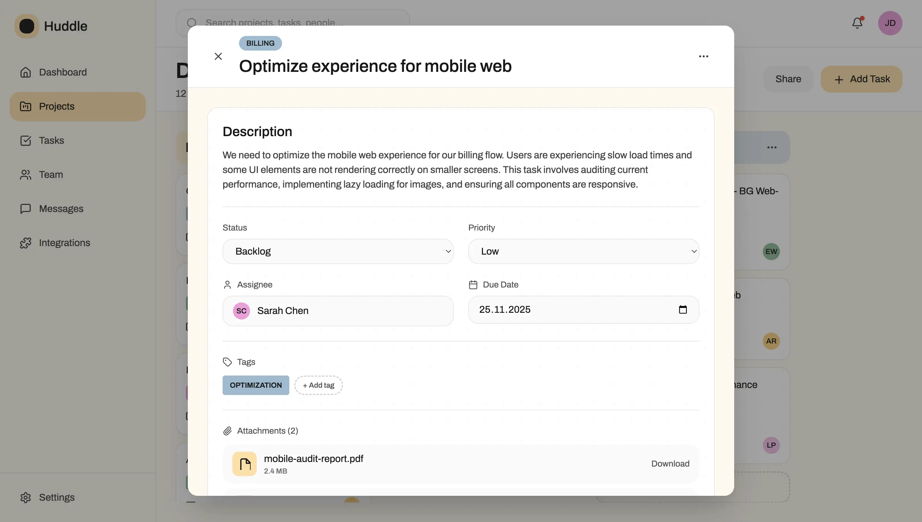 A user interface mock-up of file attachments