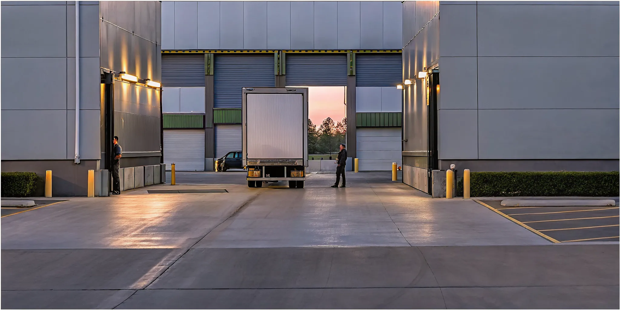 Enterprise visitor management platform coordinating a secure loading dock arrival