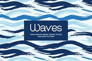 Hand drawn waves seamless pattern, brush stroke ocean background