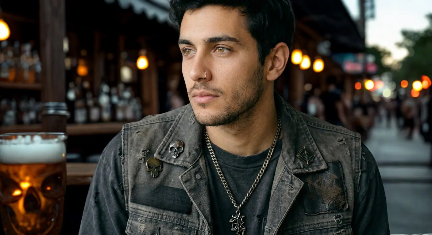 man with pierced nose in Austin, TX bar