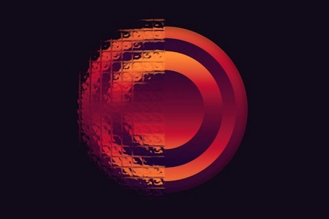 Digital abstract red and orange circular art