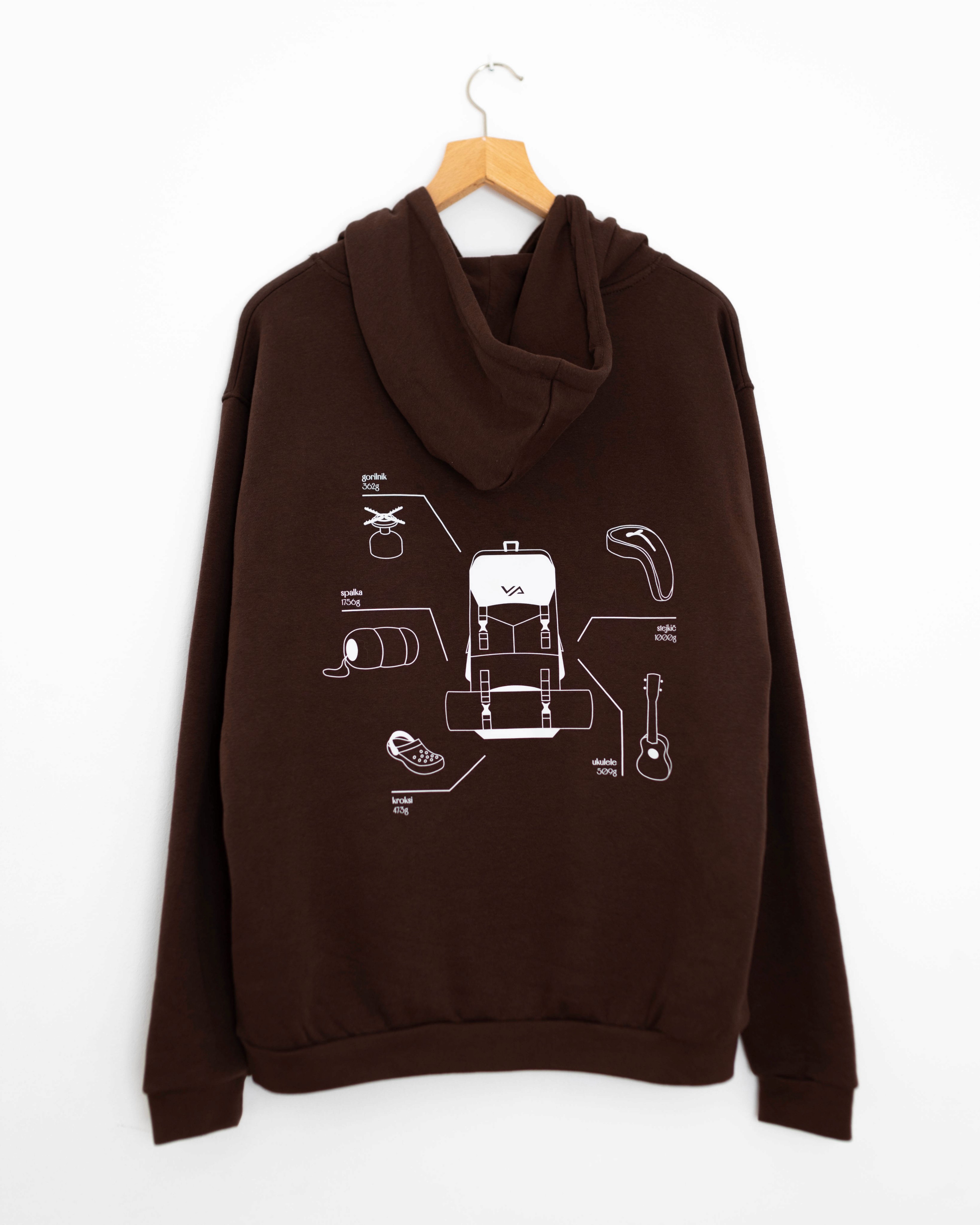 VP hoodie print detail