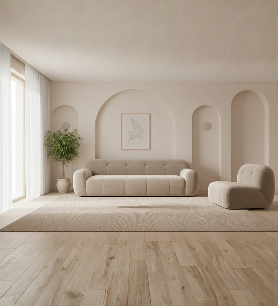 Luxury contemporary cane sofa with teal upholstery and wooden frame