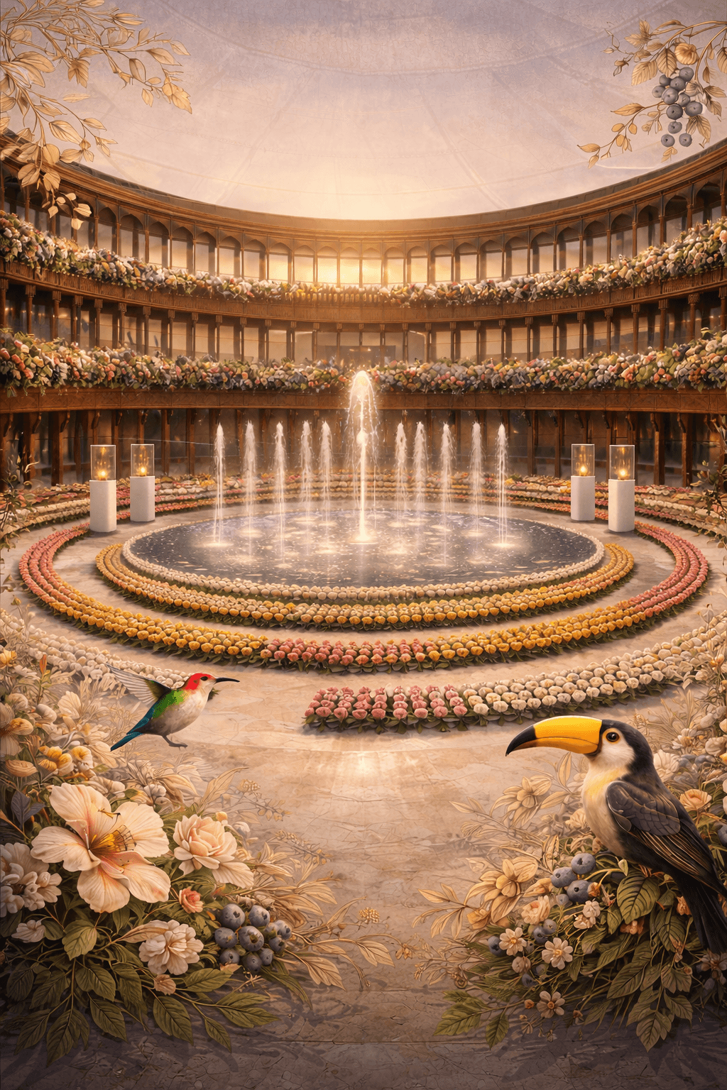 Artistic fashion portrait with colorful geometric shapes and avant-garde red styling