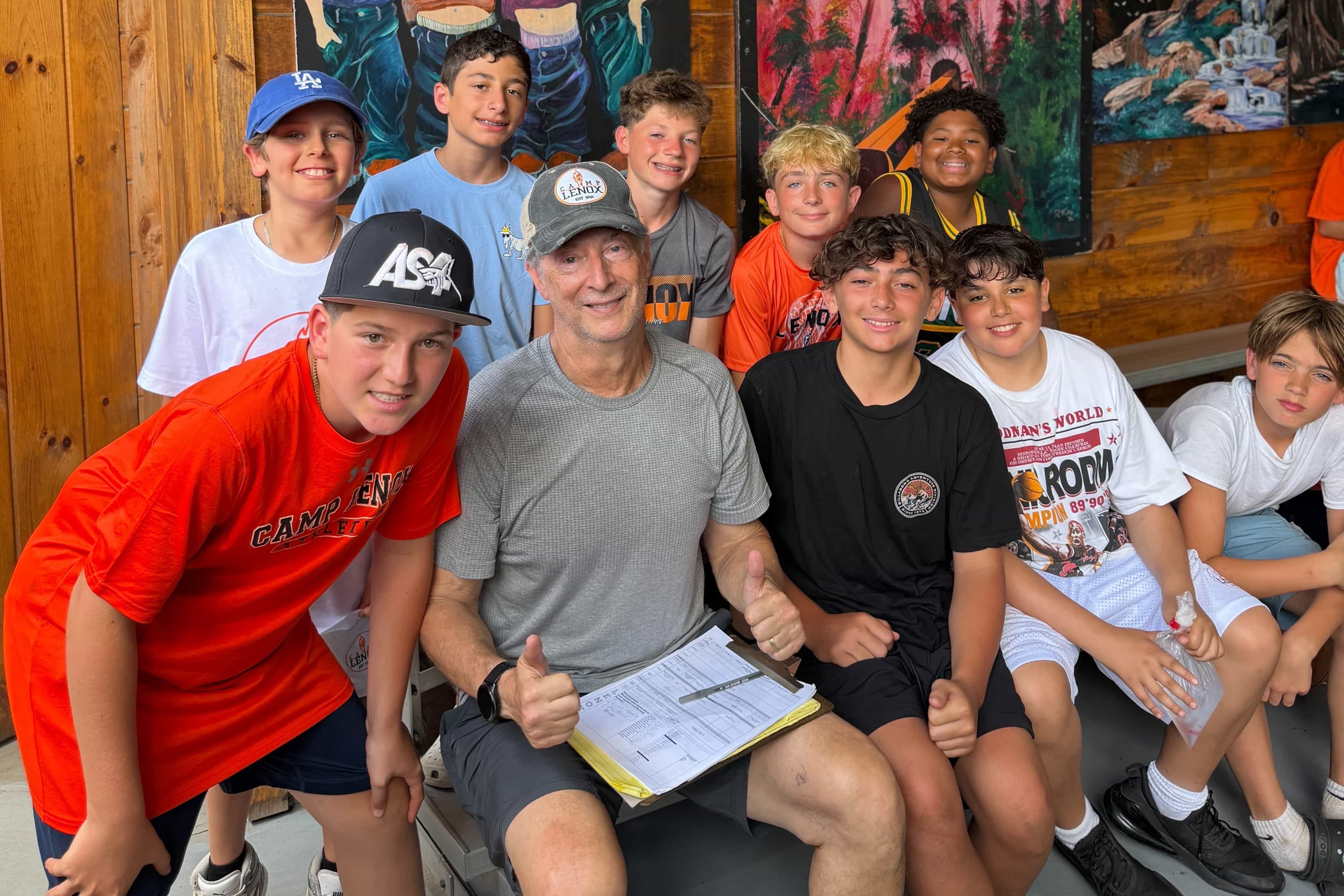 Rich Moss with a group of campers at Camp Lenox
