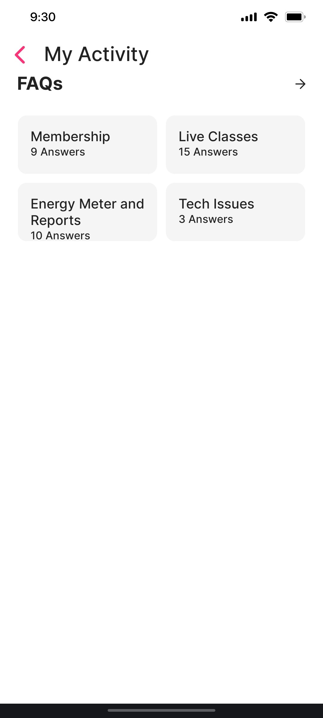 Cult.fit App My Activity Screen