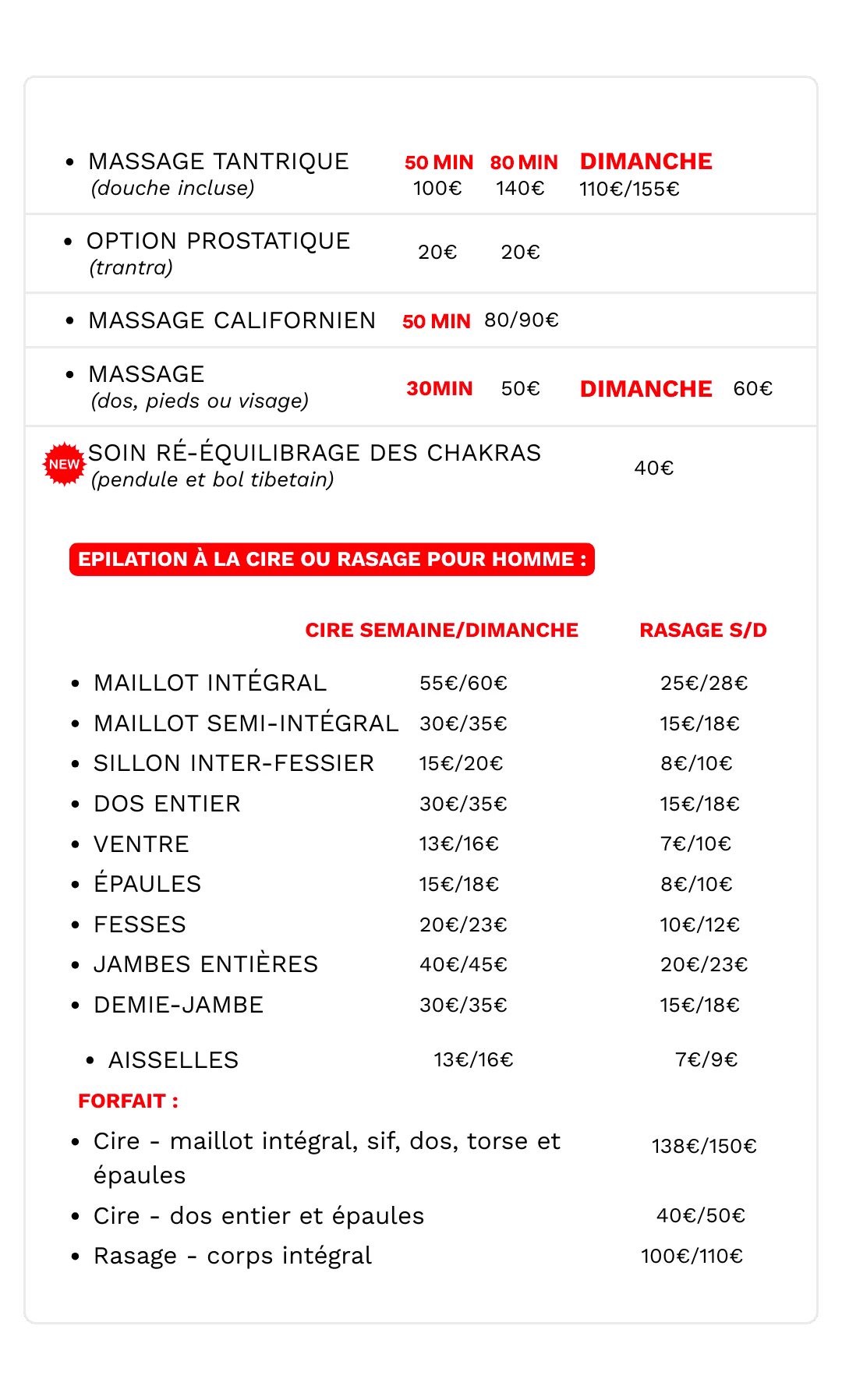Massagezen Quimper tarifs
