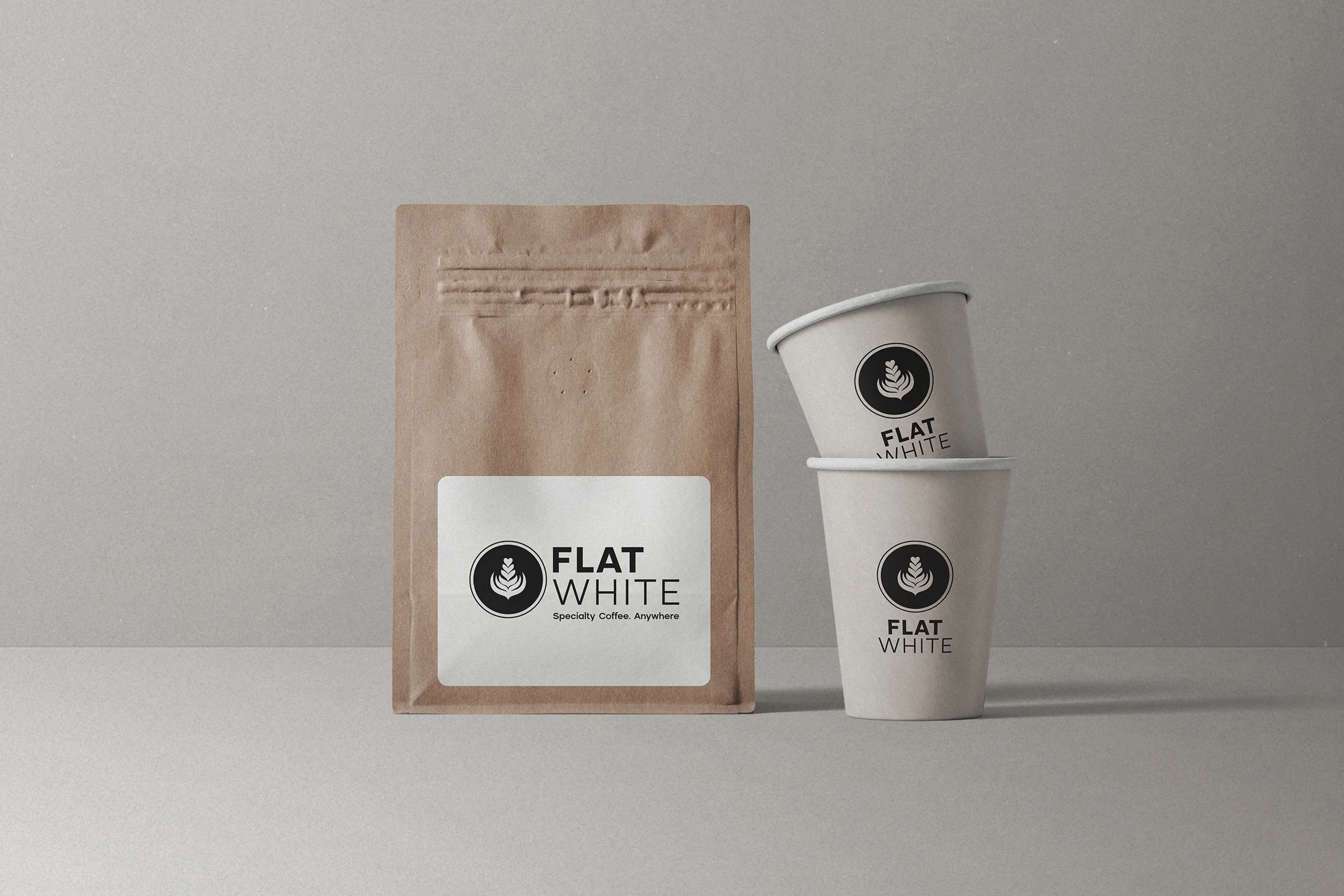 Flat White, coffee packaging and takeaway cups
