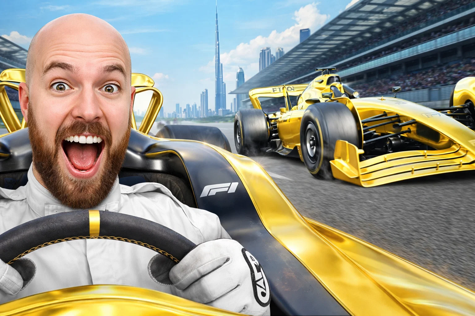 Explorer with flashlight illuminates a skeleton in ancient tomb with gold and turquoise