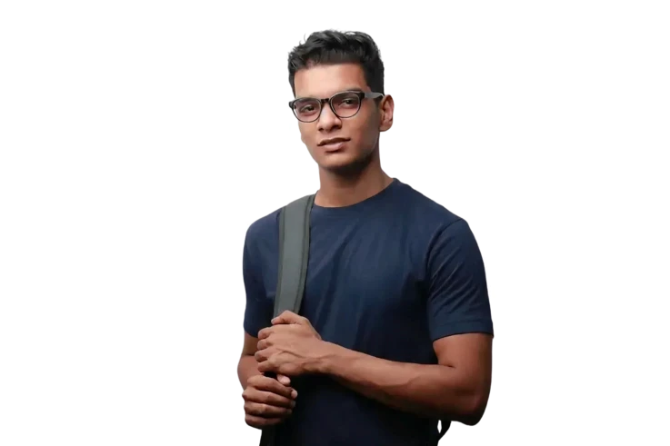 Jovem homem estudante com mochila nas costas