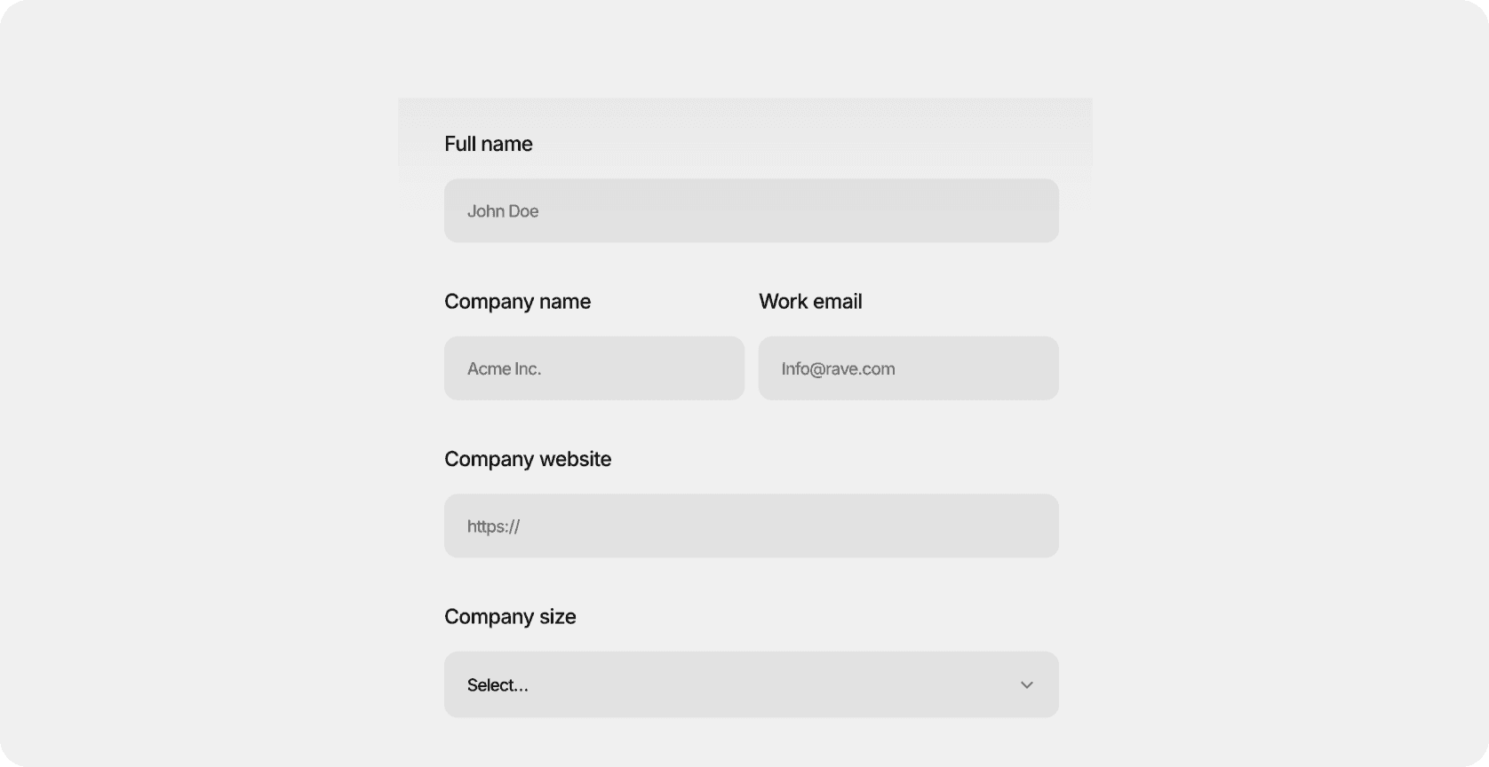 Company inquiry form with fields for contact and organization details