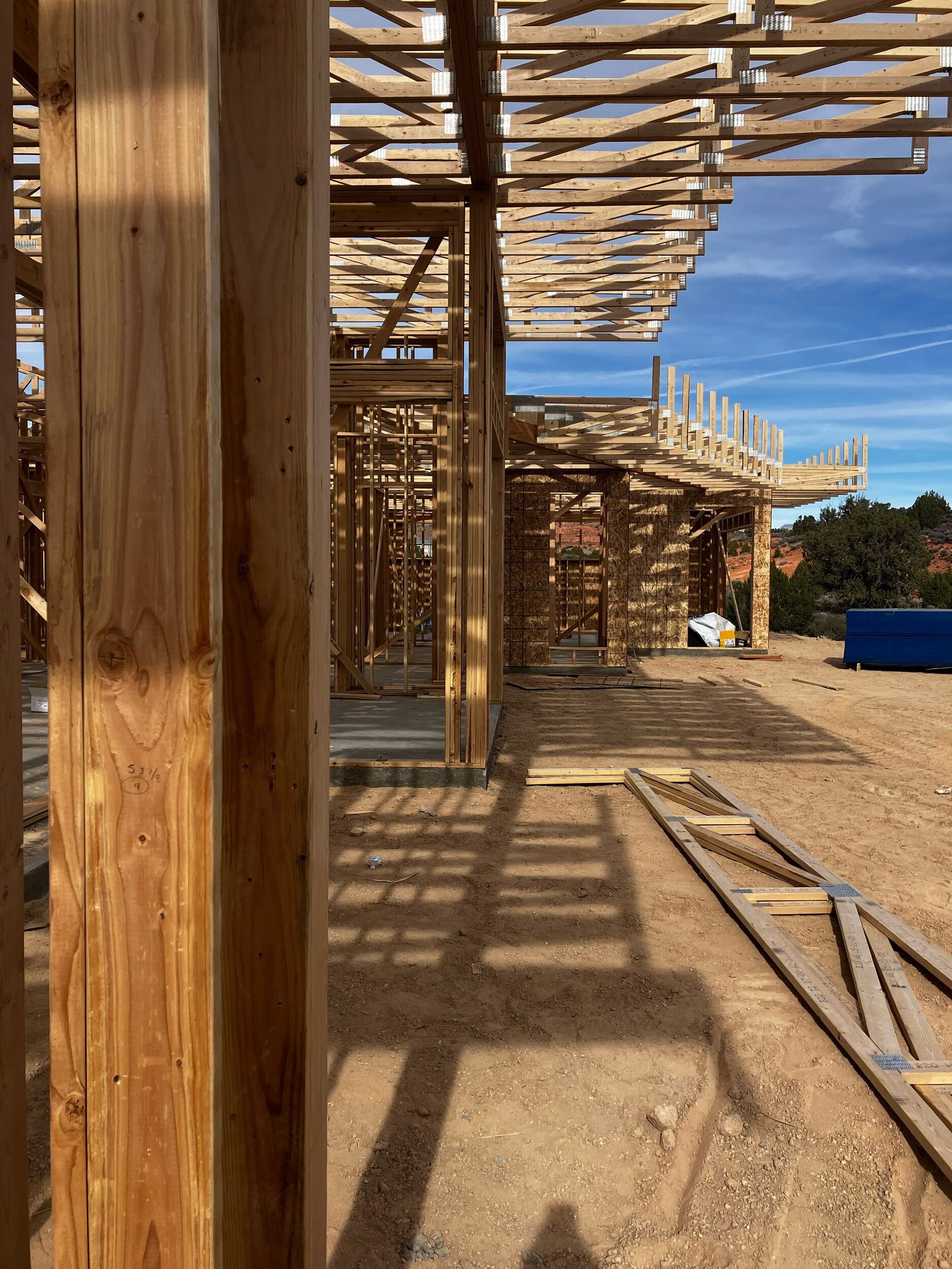 Framed house in a Southern Utah house with beautiful skies and views.