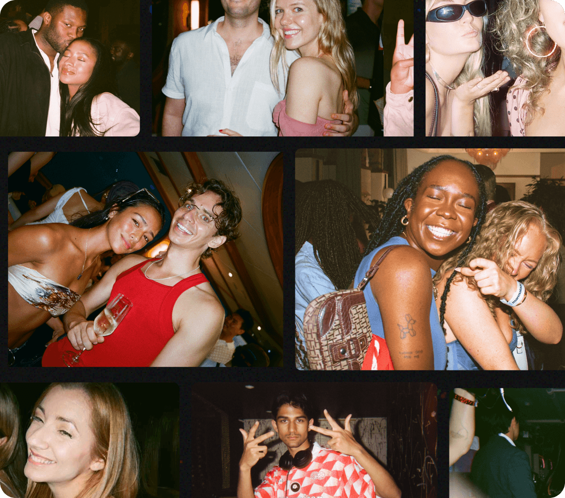 Party planning app feature demonstrating group text updates with an event reminder and customizable messages.