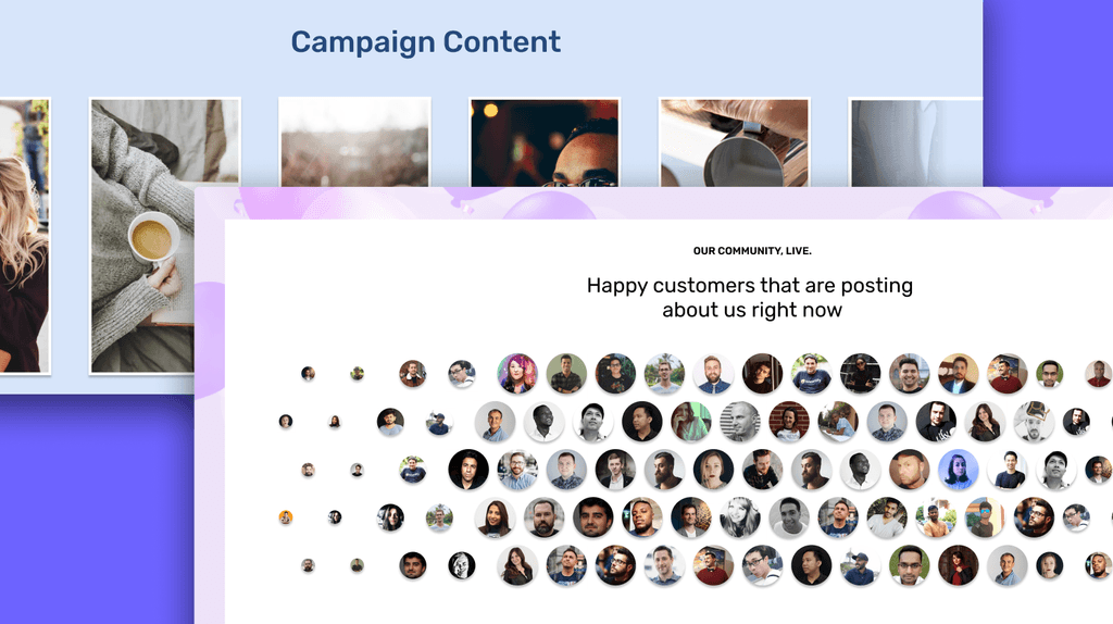 An image of Custom Feeds on InfluencerBit pages containing profile images and story images