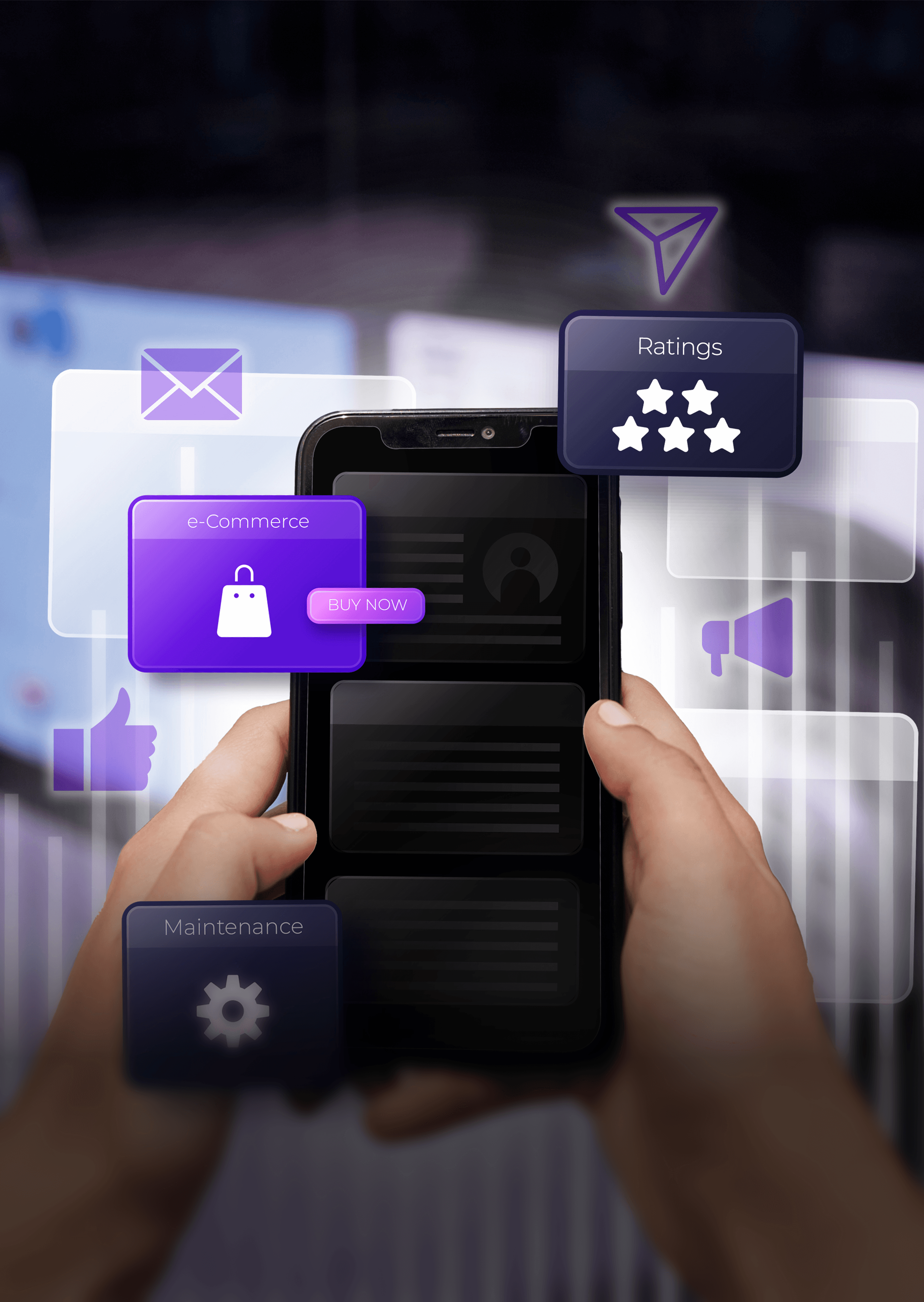 photo of a phone and lots of purple notifications 