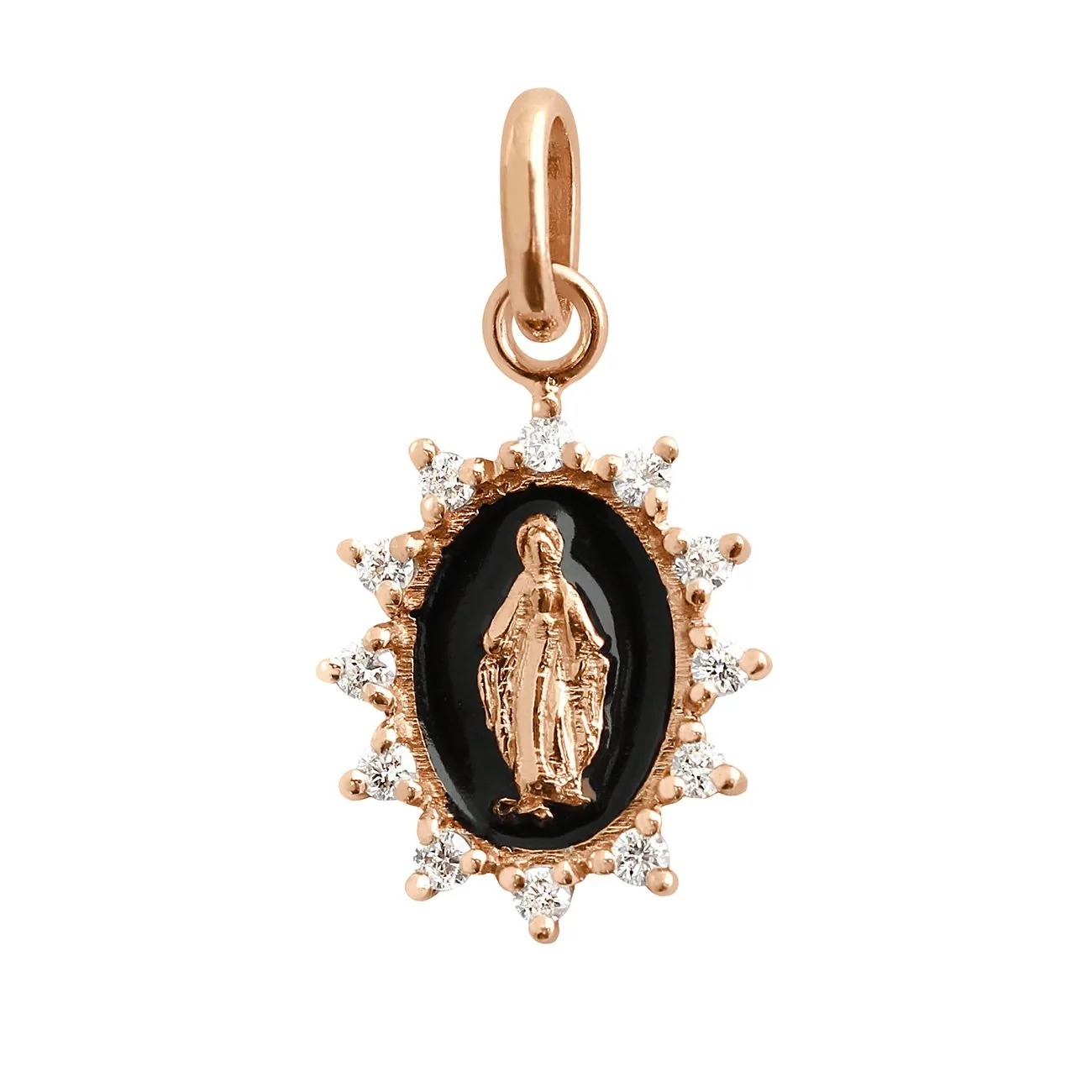 Pendentif noir Petite Madone Suprême, or rose, diamants