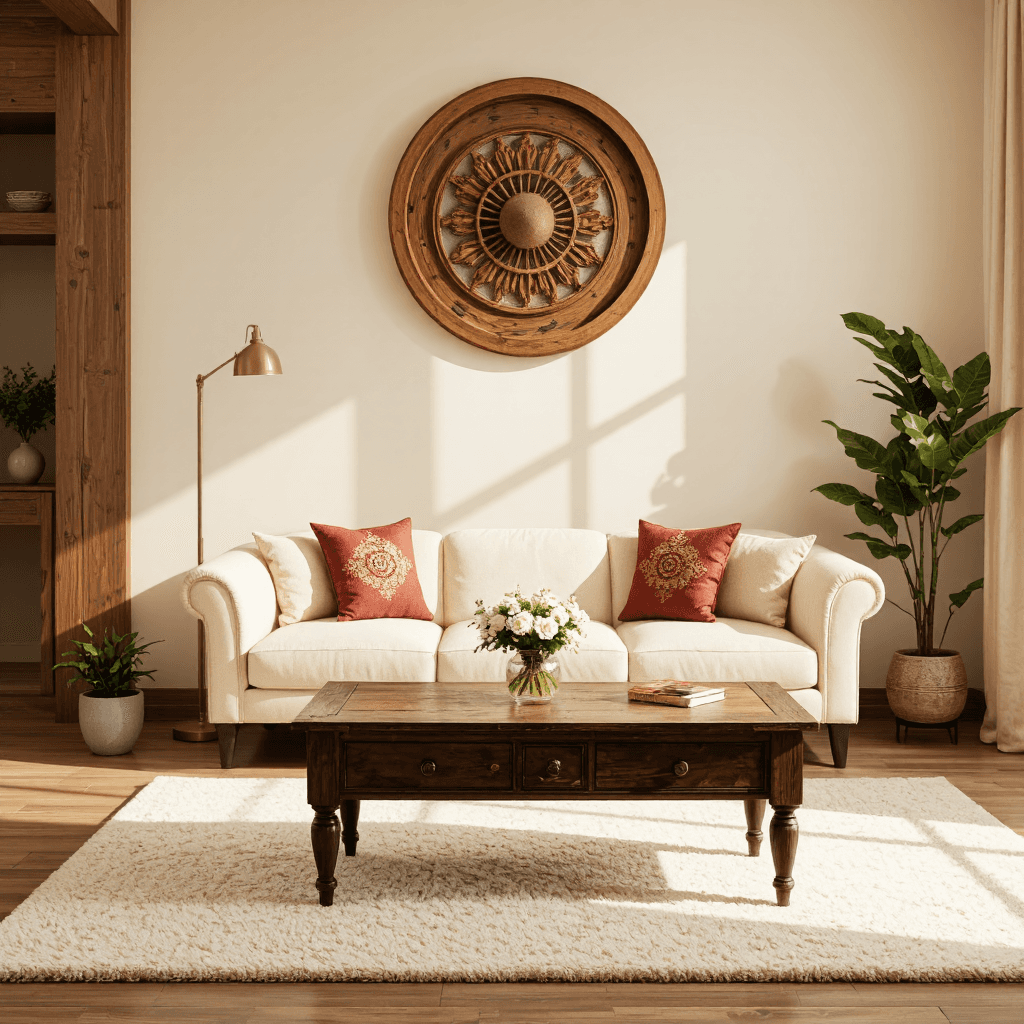 product photography of round wooden wall decor
