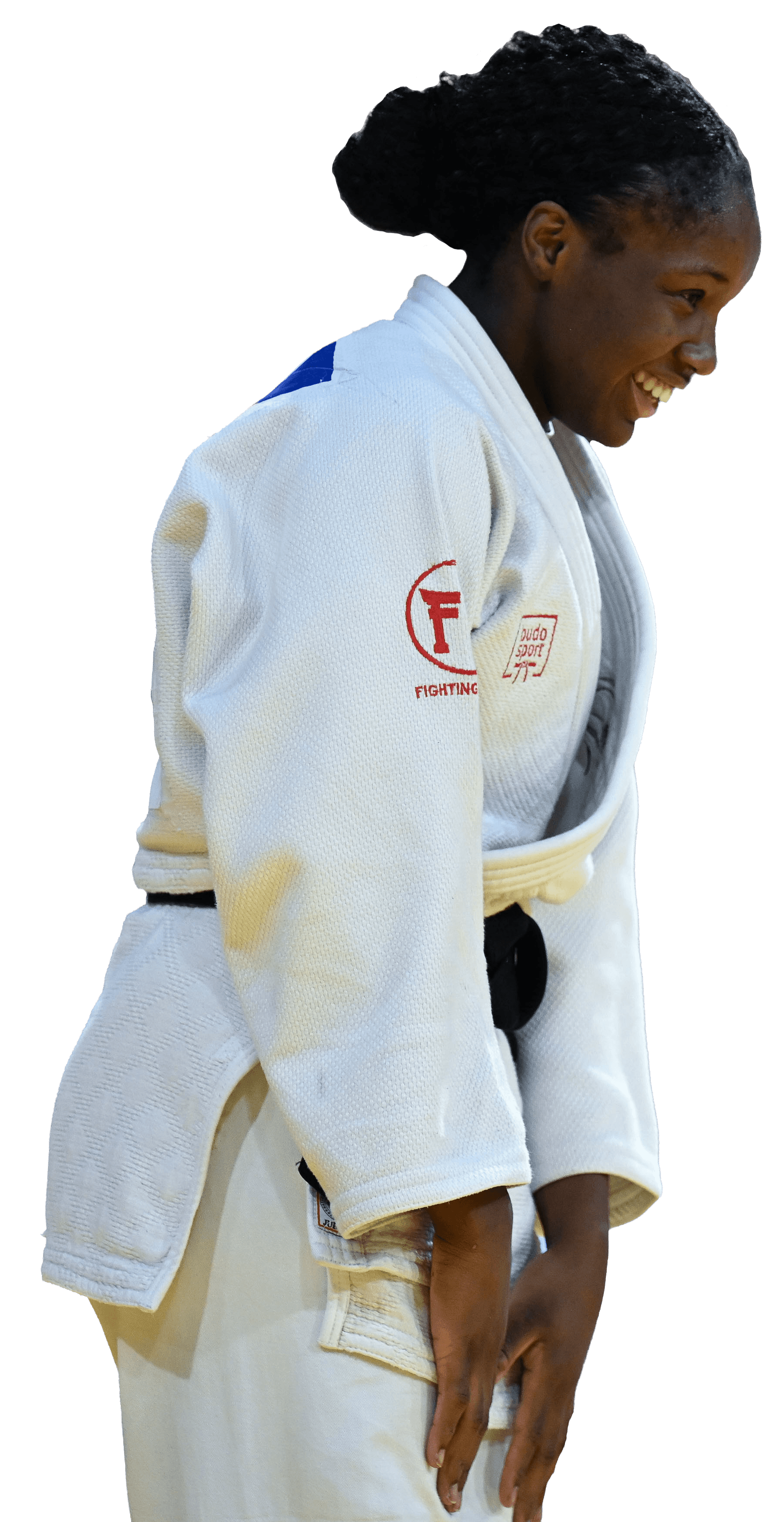 Swiss woman judo athlete being humble after victory