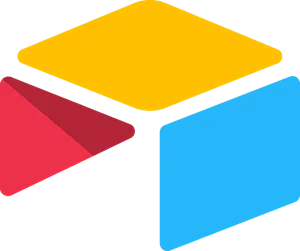 A minimalist design featuring three interconnected geometric shapes - a yellow square, a red triangle, and a blue rectangle - forming an abstract, open cube. The vibrant colors symbolize versatility and creativity, key aspects of automation specialist Lucas Ostrowski's data organization toolkit.