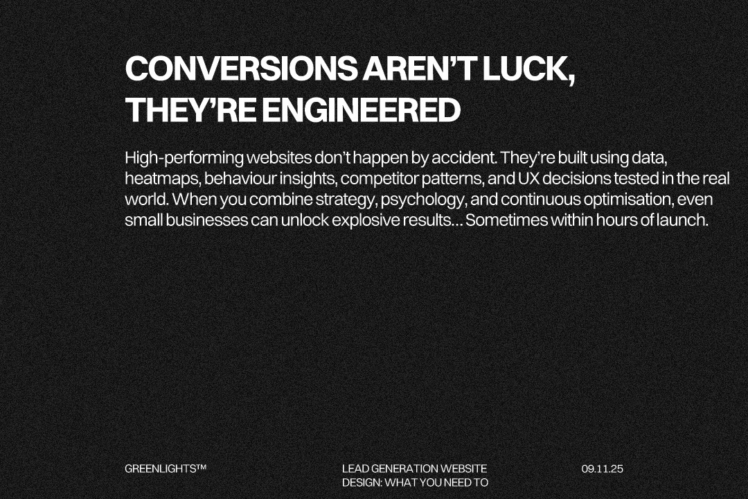 Conversion-focused web design process showing how audits, competitor analysis, UX/UI improvements, and A/B testing drive ROI for lead generation websites. Includes keywords: conversion-focused web design, data-driven website design, high-converting websites.