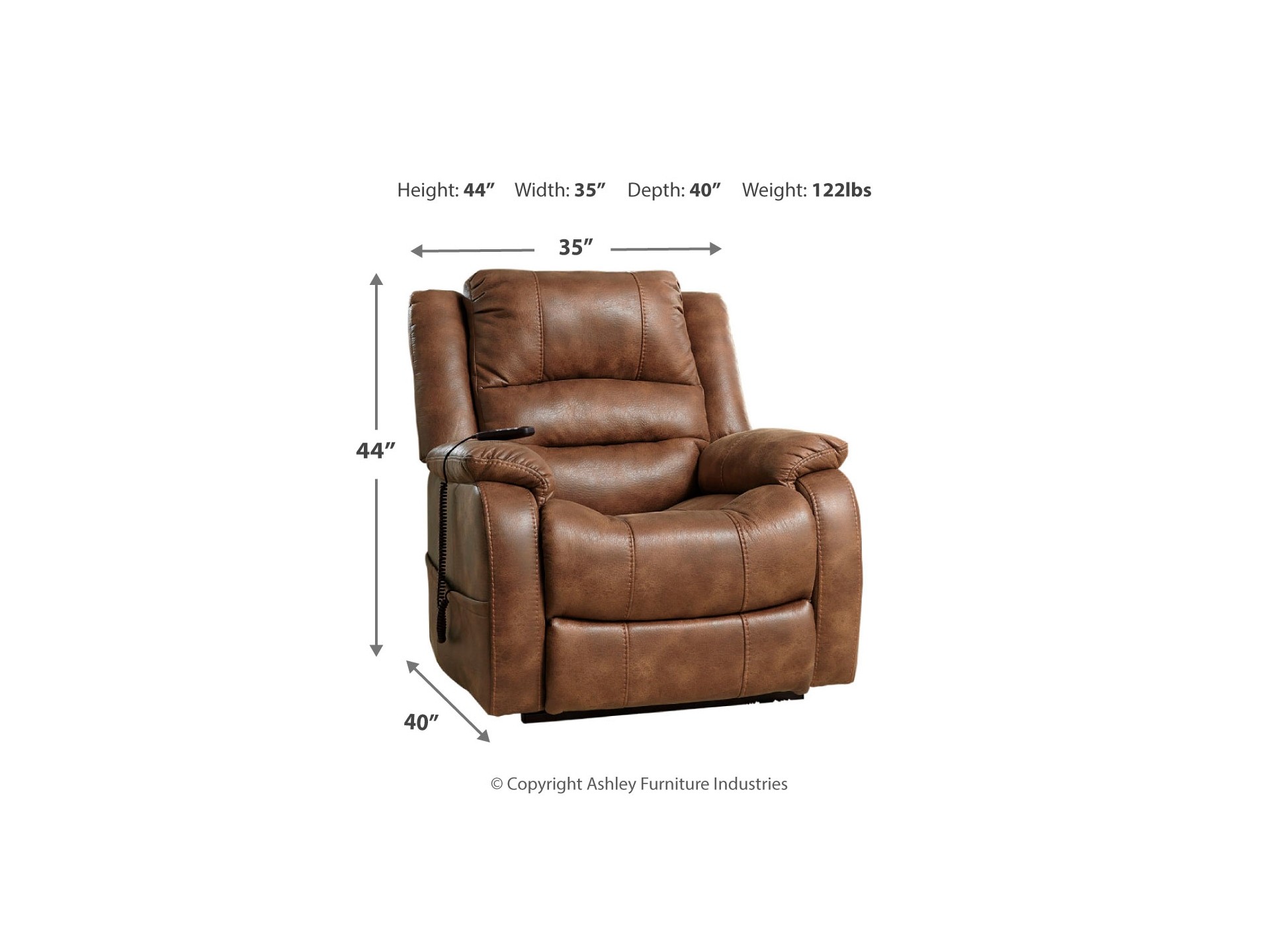 "Dimensions of Yandel Power Lift Recliner perfect for senior comfort"