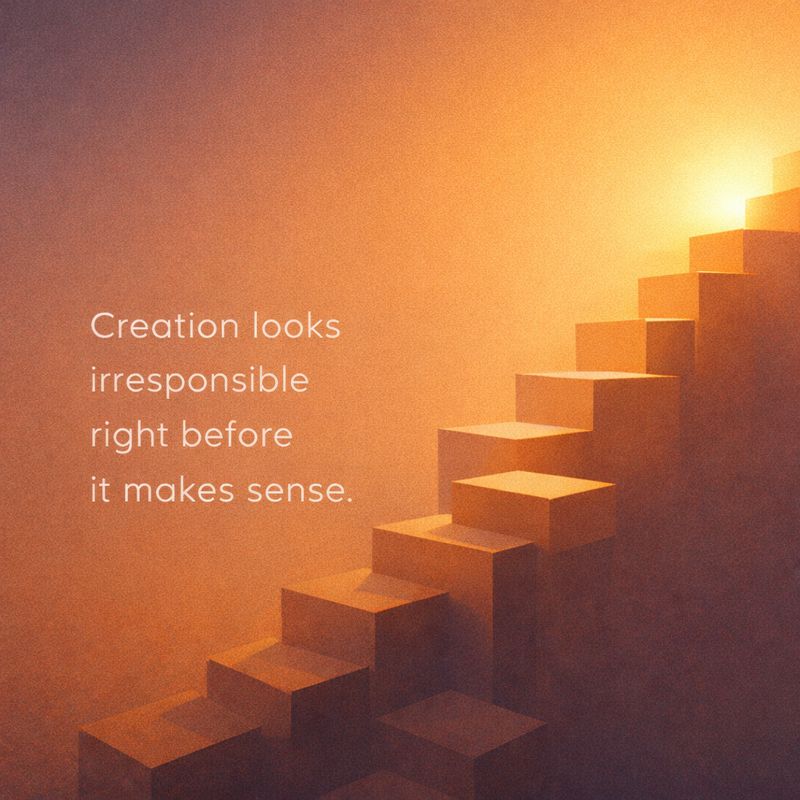 Creation looks irresponsible right before it makes sense