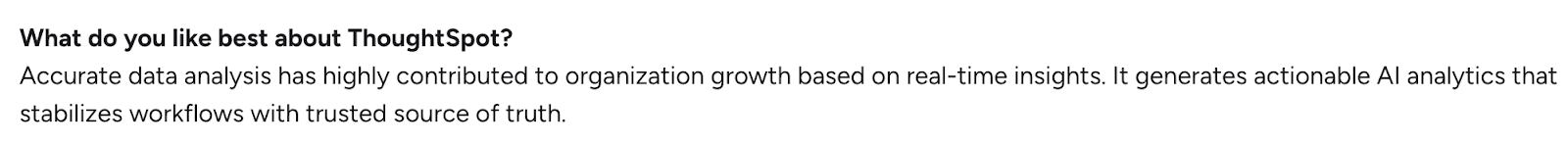 Thoughtspot review about its Accurate analytics