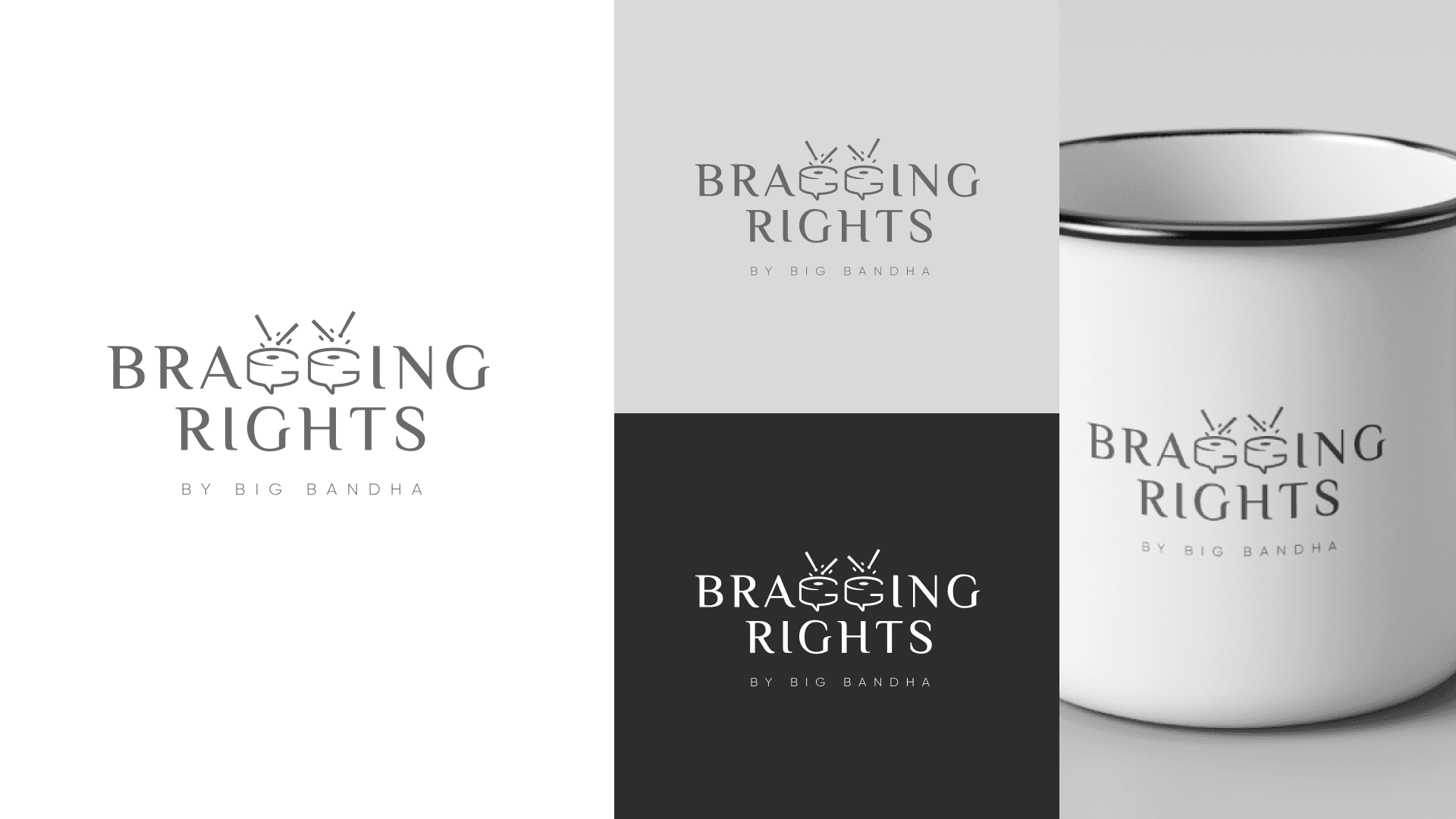 Bragging Rights primary logo design on light and dark backgrounds — Penguincil Design