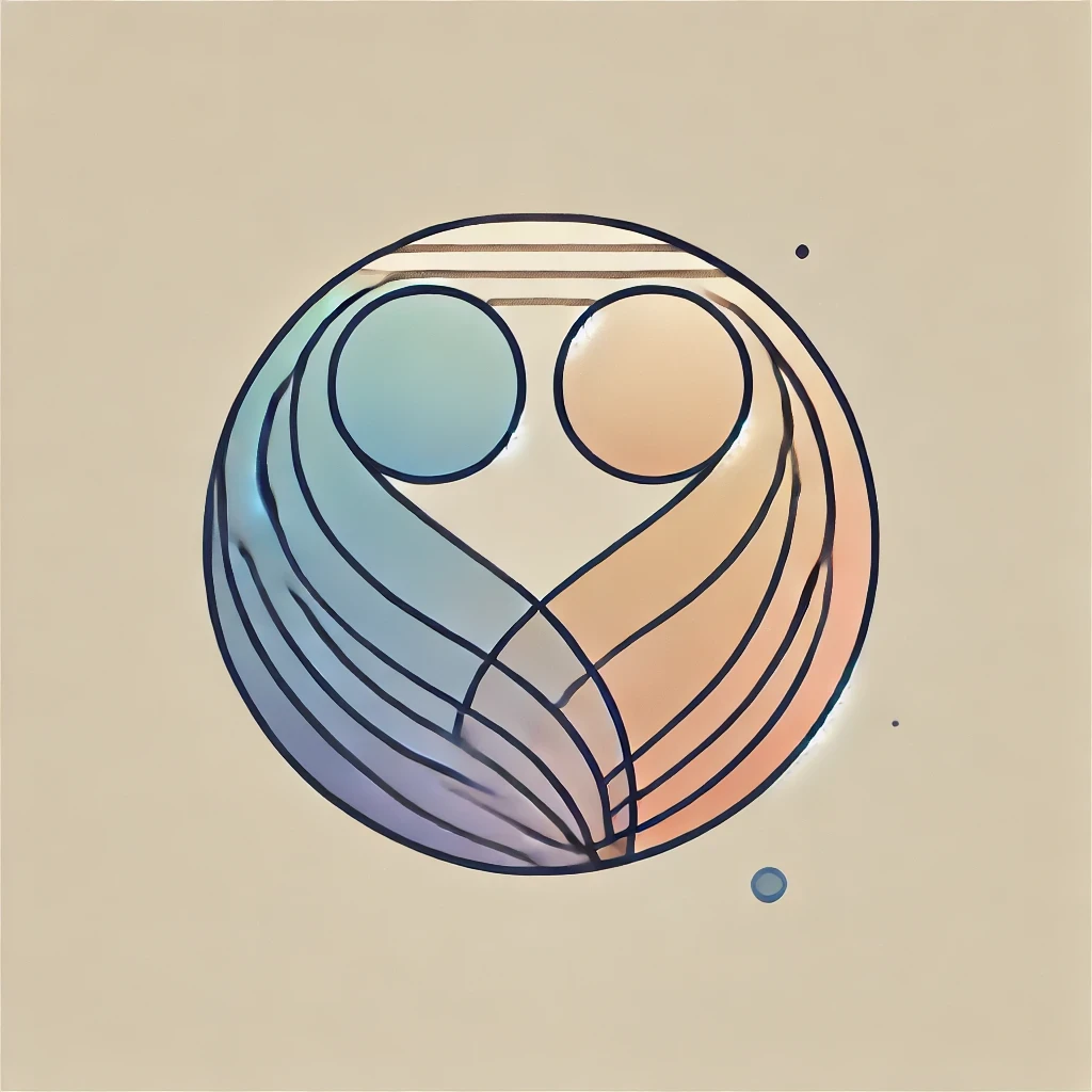 Minimalist abstract graphic symbolizing emotional connection and social unity with soft, flowing lines and calming tones.