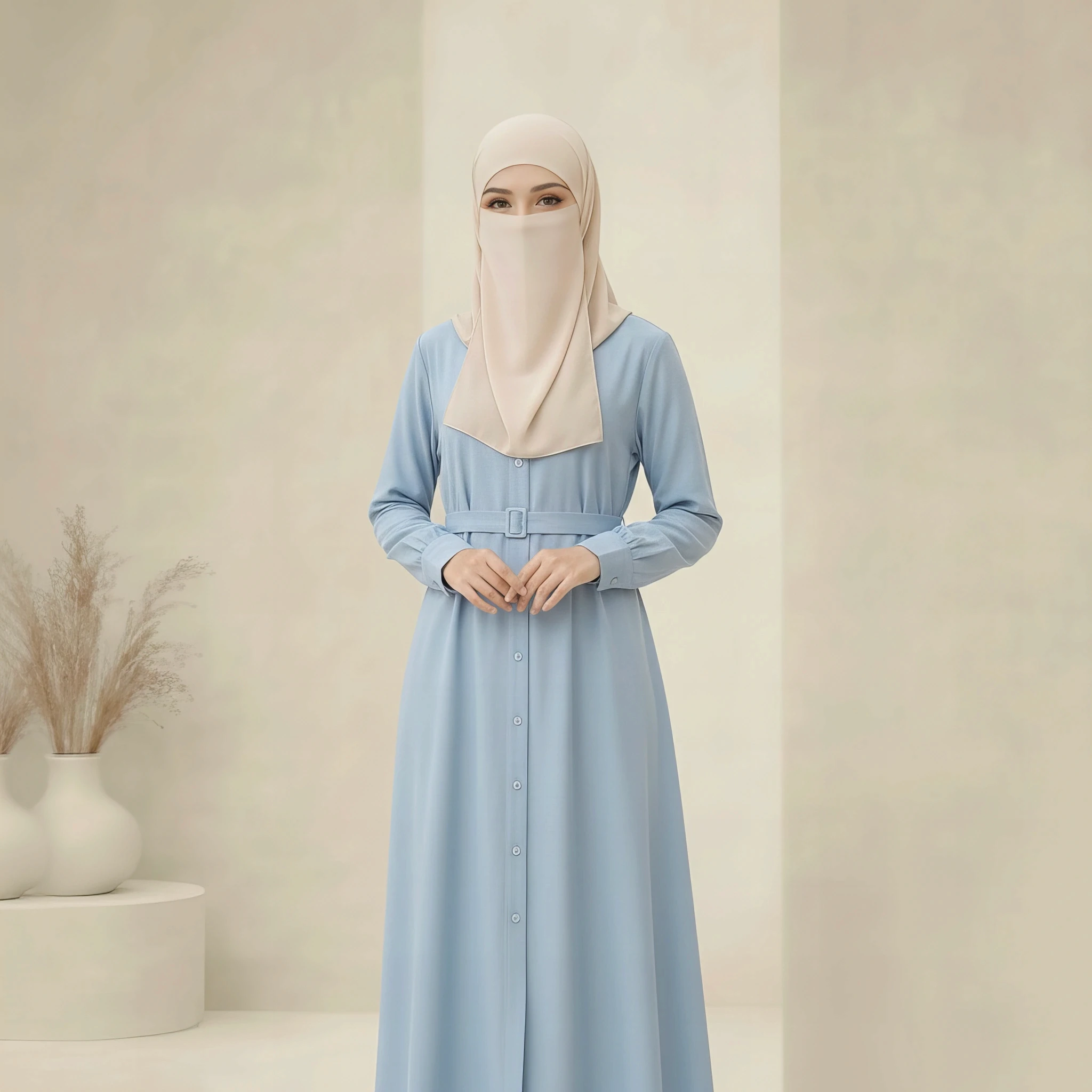 Classic Linen Maxi Dress in Sky Blue