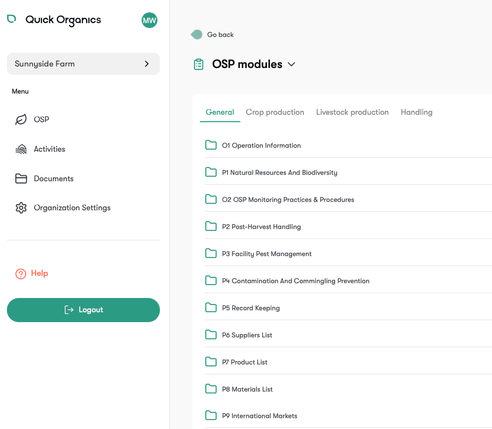 Quick Organics Organic System Plan